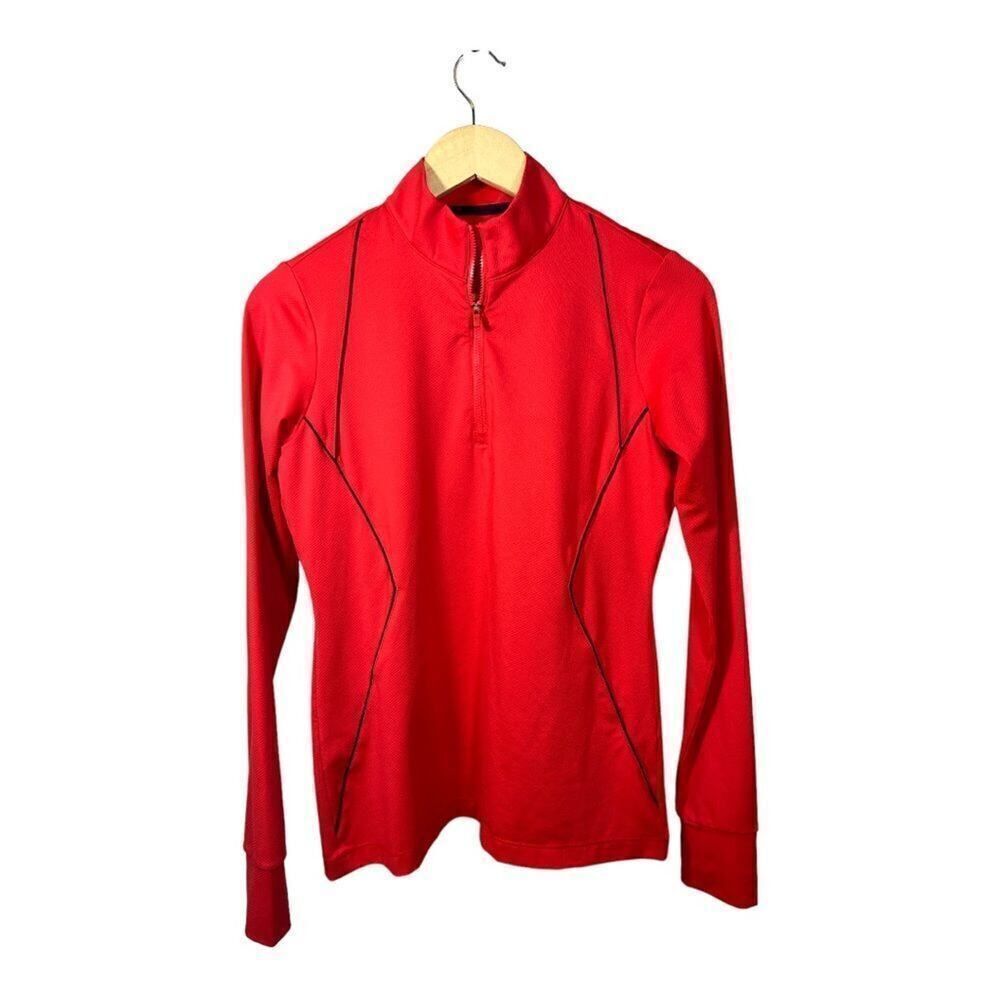 EP NEW YORK Women’s Long Sleeve Mock Collar Golf/Athletic Shirt Coral Size Small